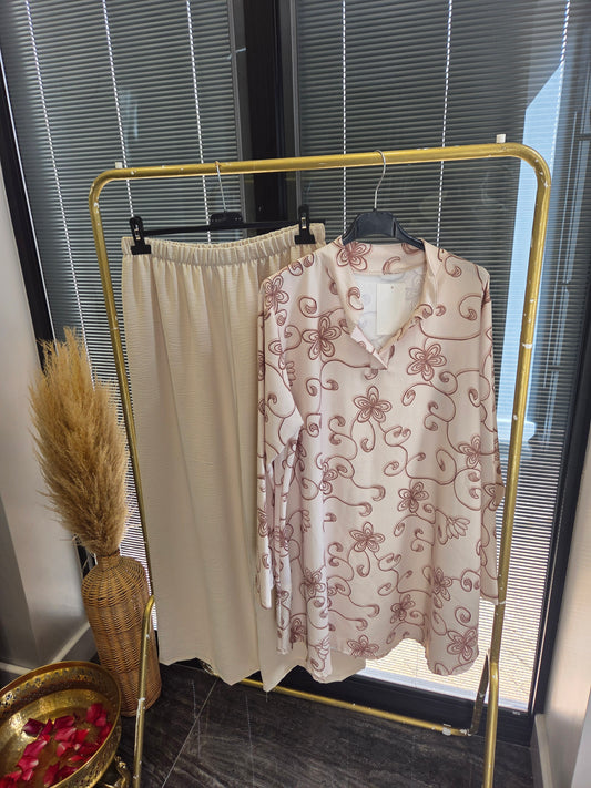 TARA FLORAL COORD BEIGE