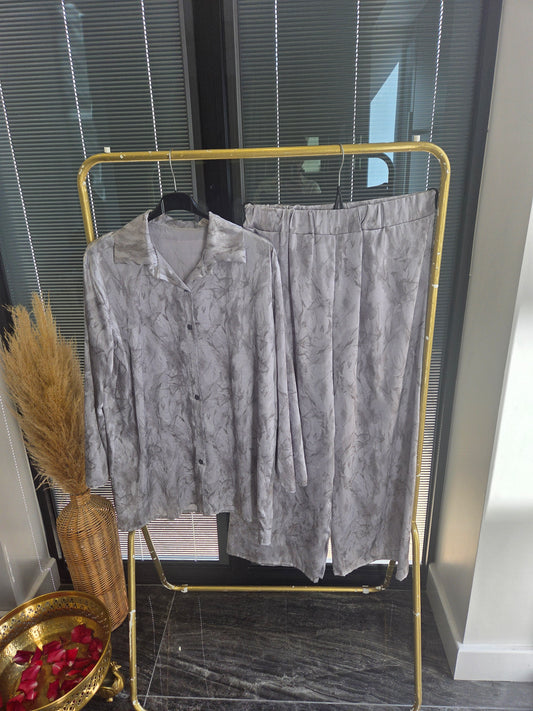 GREY MARBLE PRINT COORD