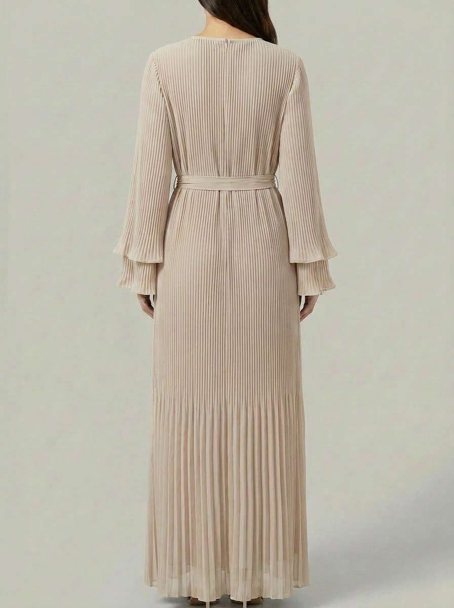 Pleated Tie Waist Dress