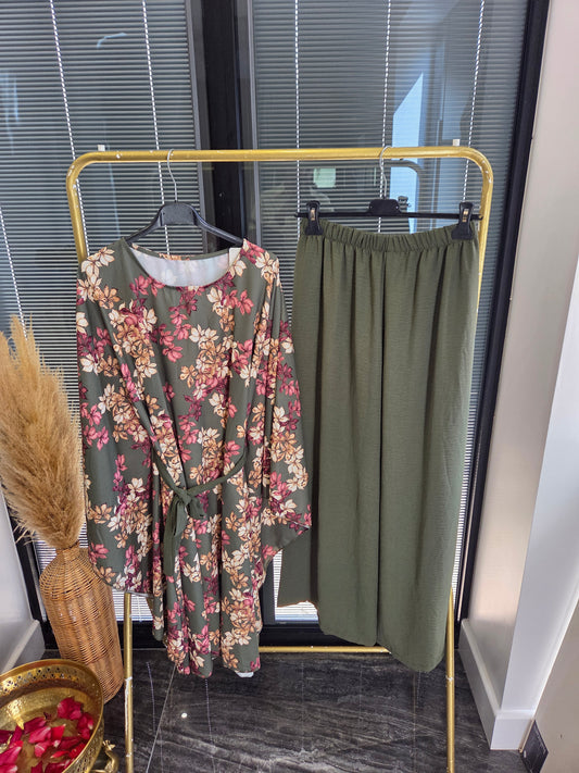 PRINTED KAFTAN COORD GREEN