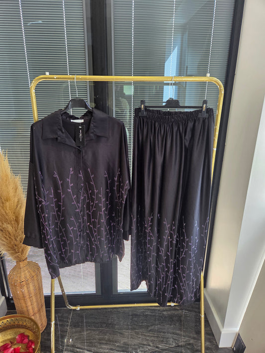 SAAR SATIN COORD BLACK