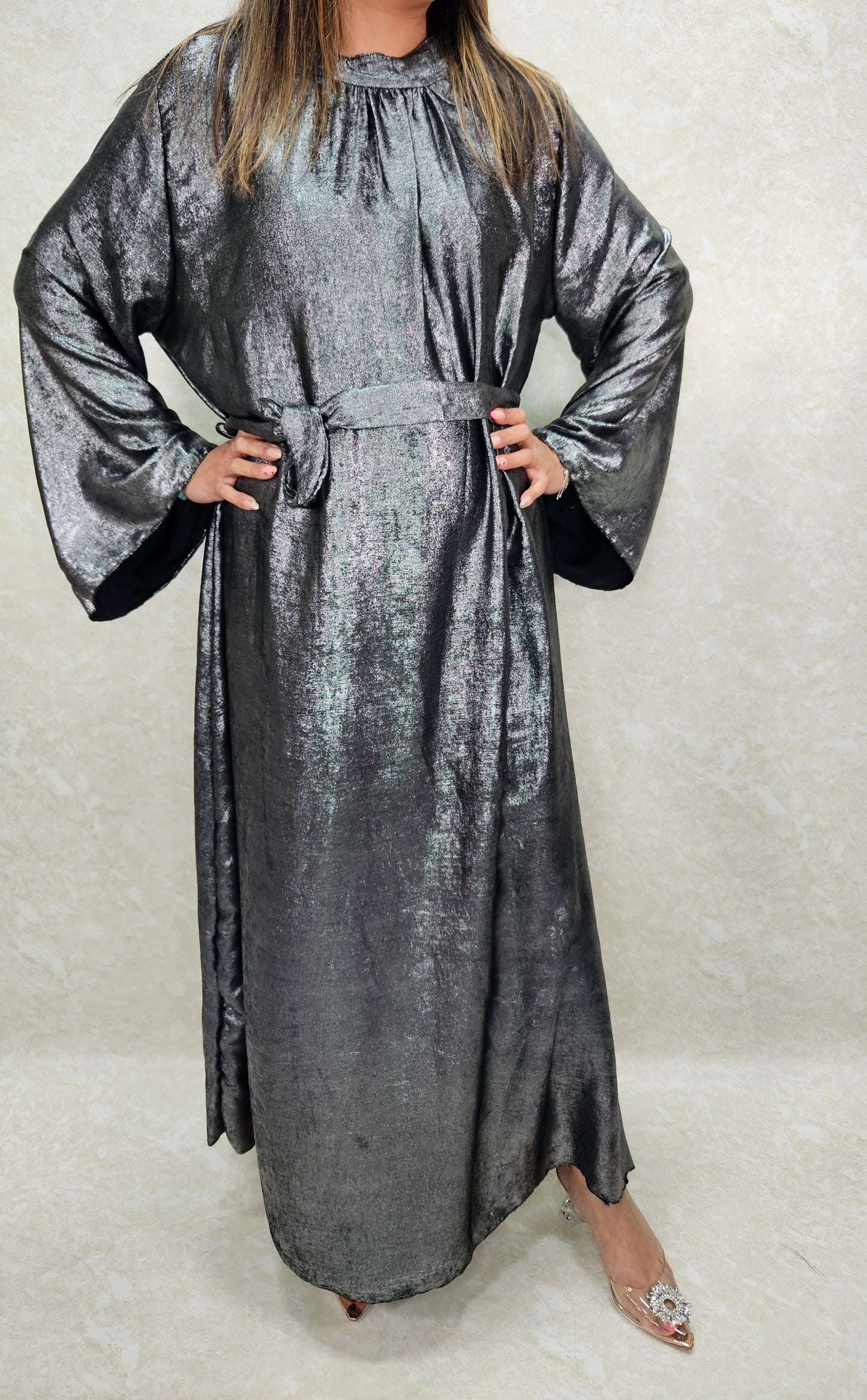 TALIA SHIMMER DRESS IN BLACK