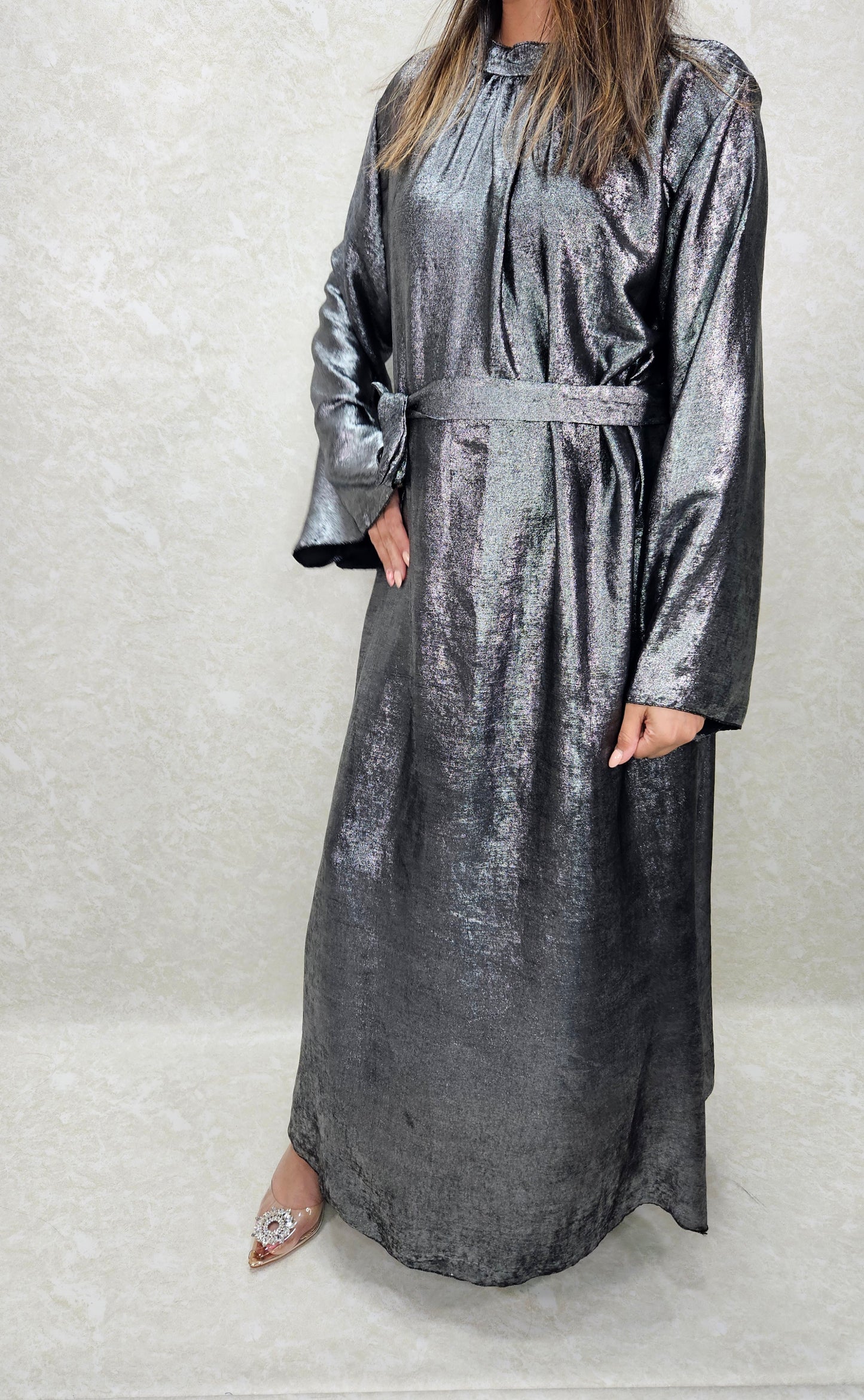 TALIA SHIMMER DRESS IN BLACK