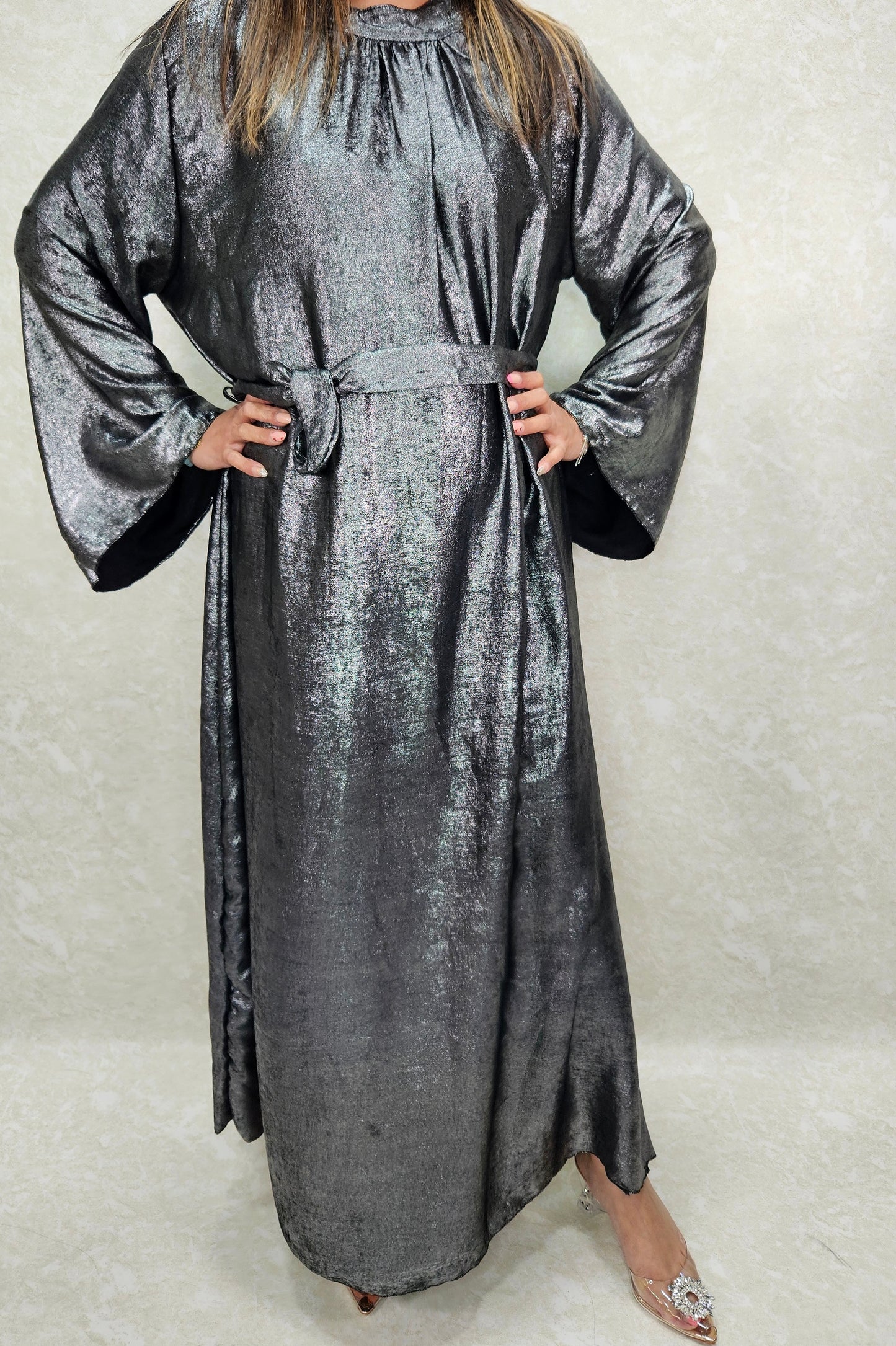 TALIA SHIMMER DRESS IN BLACK
