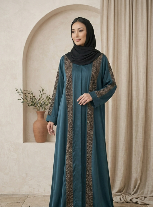 TEAL EMBROIDERY ABAYAH