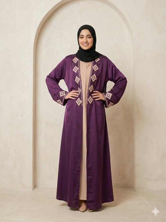 PURPLE EMBROIDERY ABAYA
