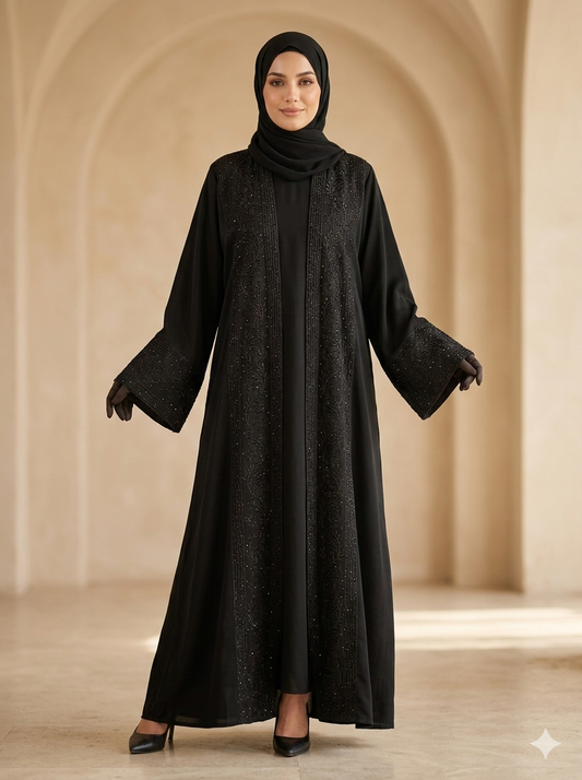 BLACK EMBROIDERY ABAYA